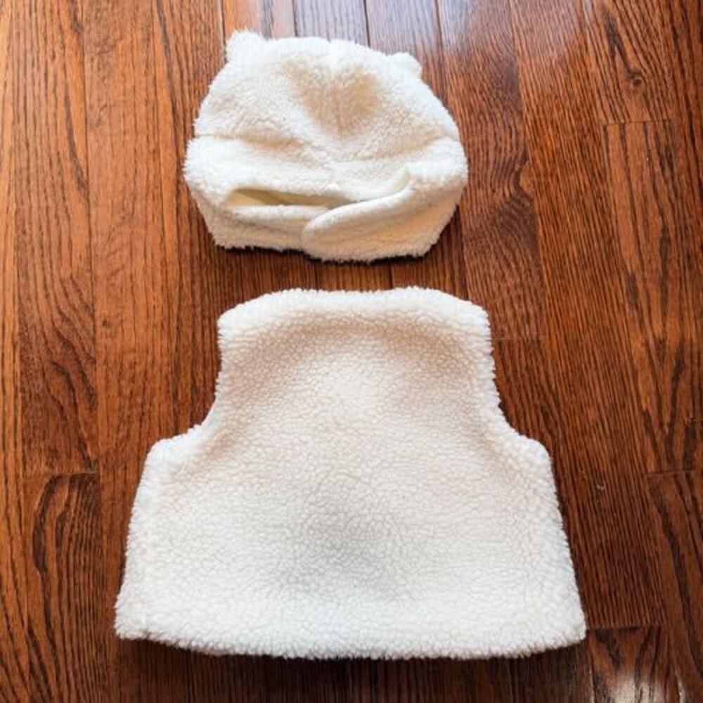 Carter's Teddy Bear Sherpa Vest Hat Set 9M Neutral Baby Outfit - Picture 5 of 9